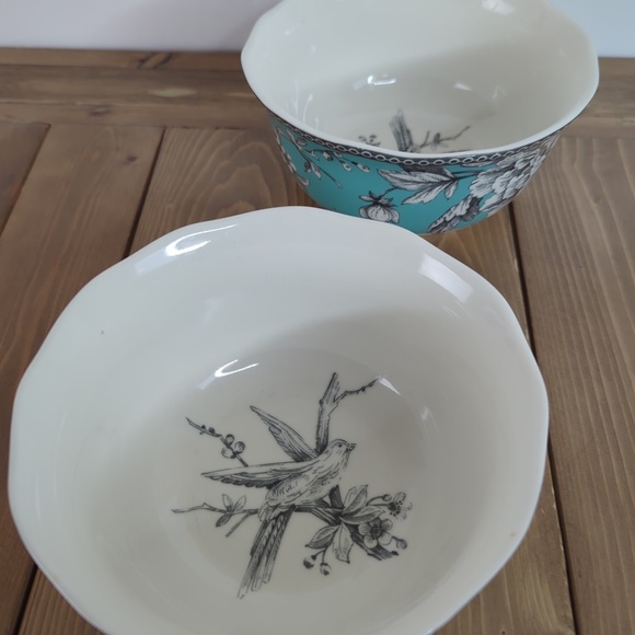 222 Fifth Adelaide Porcelain Turquoise Cereal Bowls (2) - Picture 3 of 10